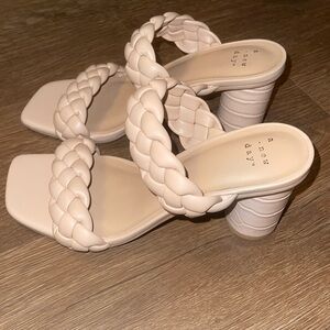 Nude braided heels